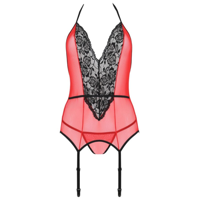 PASSION - PEONIA CORSET LIGNE ÉROTIQUE ROUGE S/M 3 