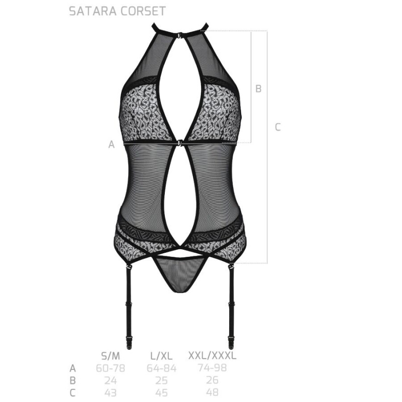 PASSION - CORSET SATARA LIGNE ÉROTIQUE NOIR S/M 5 