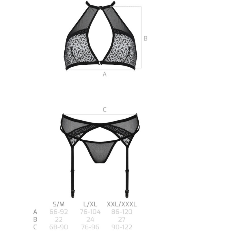 PASSION - SET SATARA LINEA EROTICA NERO S/M 4 