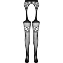 PASSION - S026 BLACK TIGHTS WITH GARTER ONE SIZE 4 