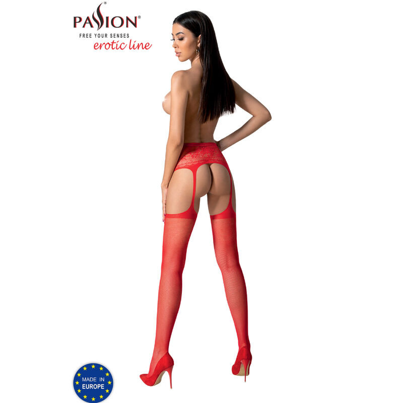 PASSION - S028 CALZE ROSSE CON GIARRETTIERA TAGLIA UNICA 3 