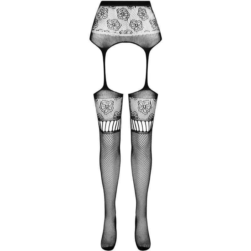 PASSION - S030 TIGHTS WITH BLACK GARTER ONE SIZE 4 