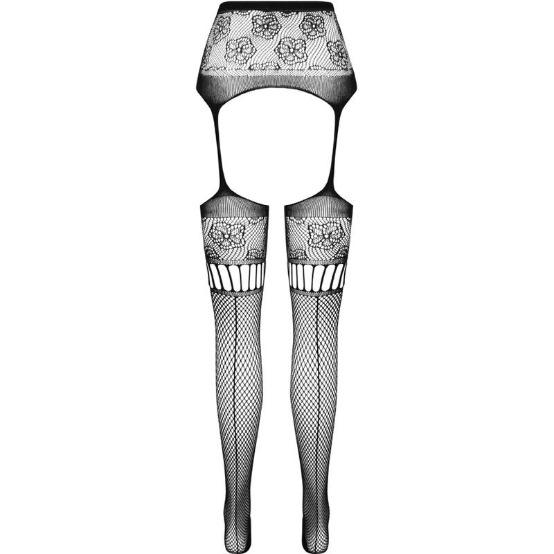 PASSION - S030 TIGHTS WITH BLACK GARTER ONE SIZE 5 