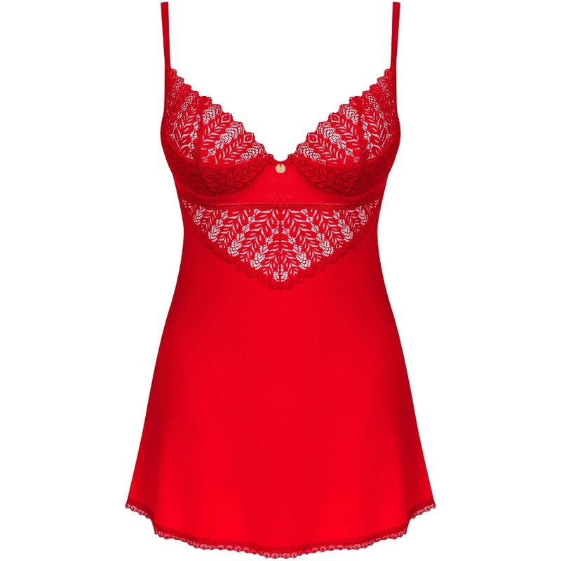 OBSESSIVE - CHEMISE & STRING INGRIDIA ROUGE XS/S 4 