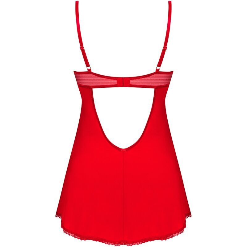 OBSESSIVE - CHEMISE & STRING INGRIDIA ROUGE XS/S 5 