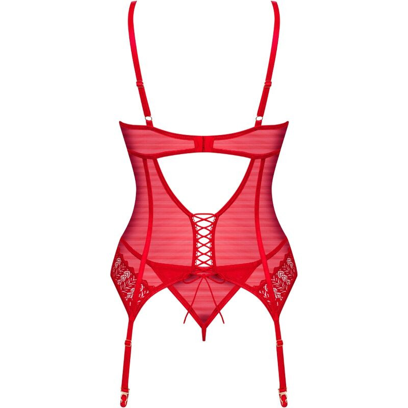 OBSESSIVE - INGRIDIA CORSET & THONG RED XS/S 5 