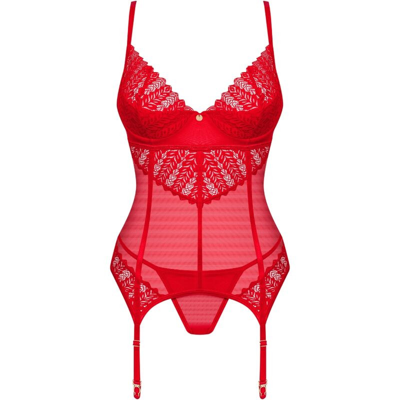 OBSESSIVE - CORSETTO E PERIZOMA INGRIDIA ROSSO M/L 4 