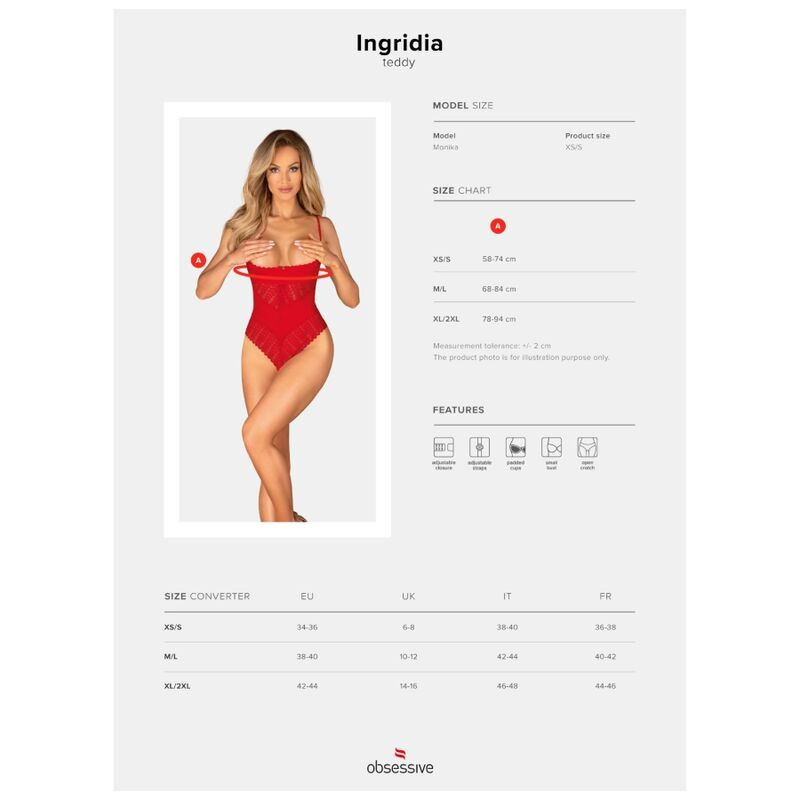 OBSESSIVE - INGRIDIA CROTCHLESS RED XS/S 6 