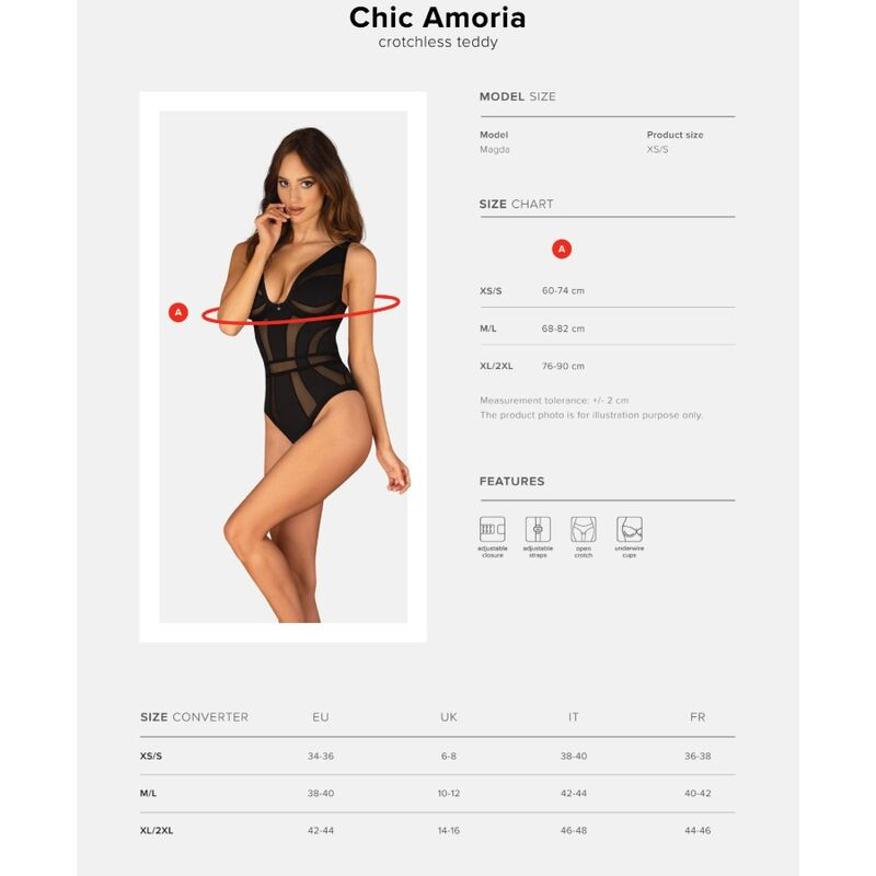 OBSESSIVE - CHIC AMORIA CROTCHLESS TEDDY XS/S 6 