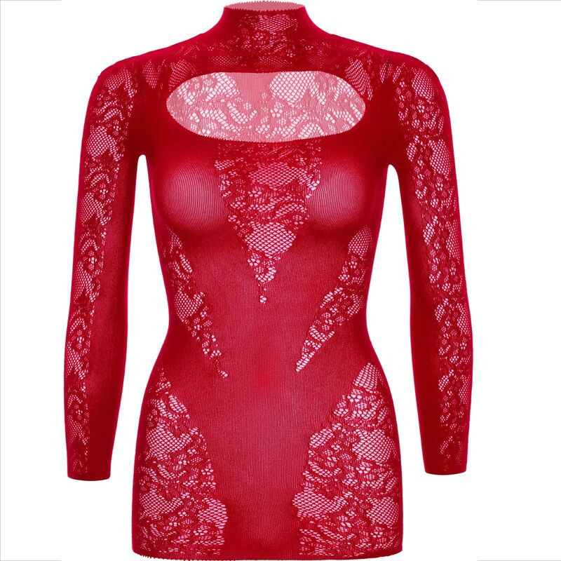 LEG AVENUE - MINI DRESS WITH LACE LONG SLEEVE RED 6 