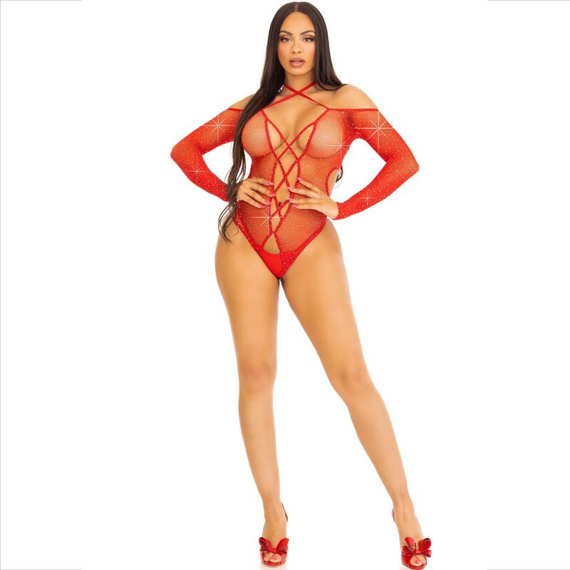 LEG AVENUE - BODY CROTHLESS CON ROSSO LUCIDO 4 