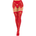 LEG AVENUE - LACE THIGH HIGHS & GARTERBELT RED 3 