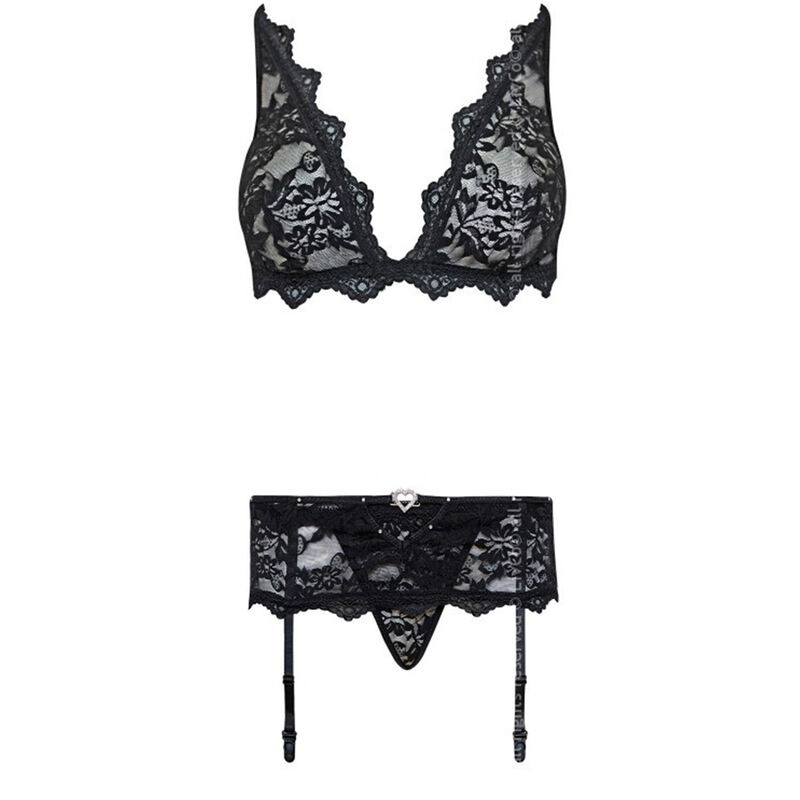 LIVCO CORSETTI FASHION - BELITA LC 90231 SOUTIEN-GORGE + CULOTTE + JARRETIÈRE NOIR S/M 4 