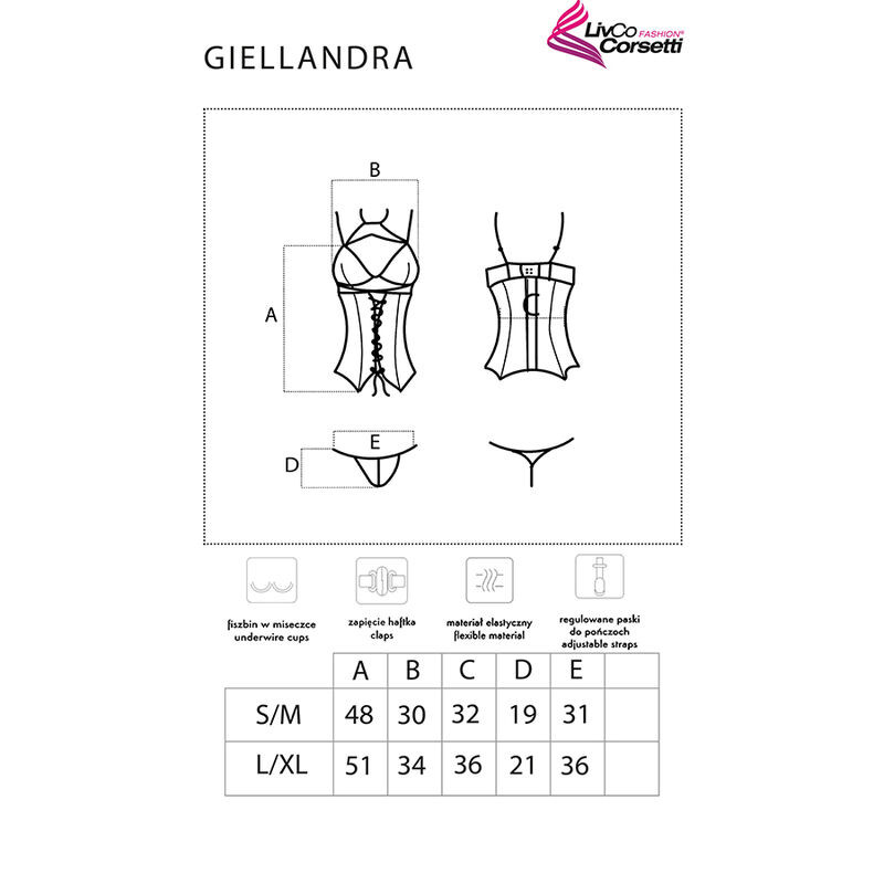 LIVCO CORSETTI FASHION - GIELLANDRA FOR THE SENSES COLLEZIONE CORSETTO + PANTY NERO L/XL 4 