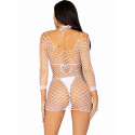 LEG AVENUE - LONG SLEEVE NET DRESS WHITE ONE SIZE 1 