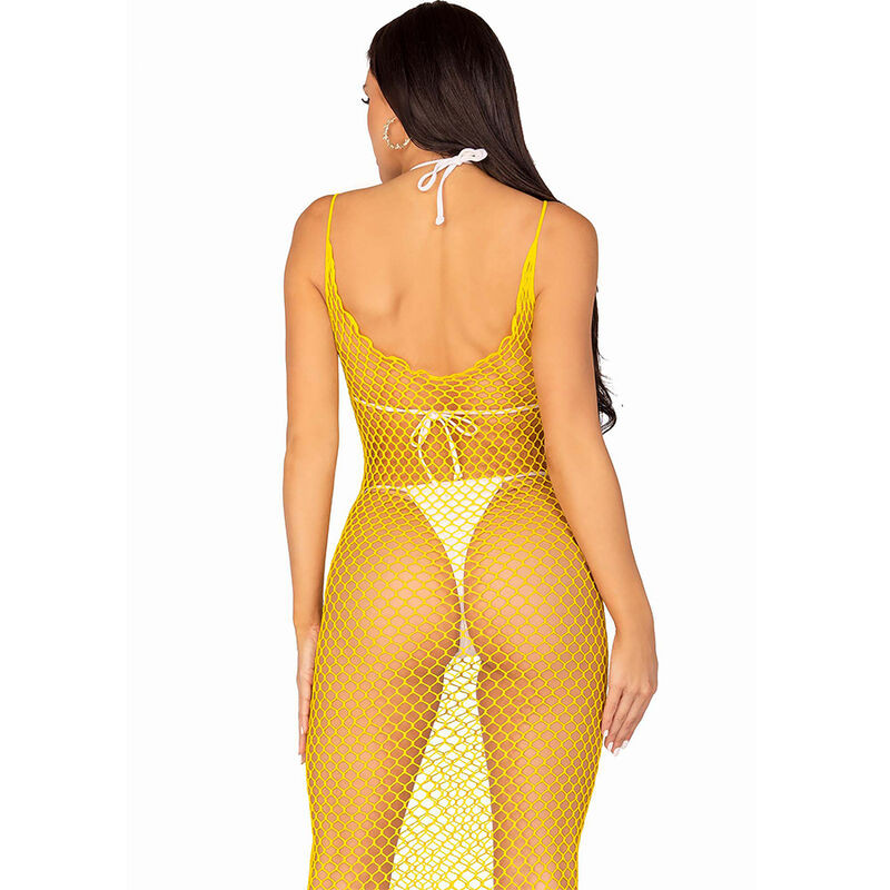 LEG AVENUE - LONG NET DRESS YELLOW ONE SIZE 2 