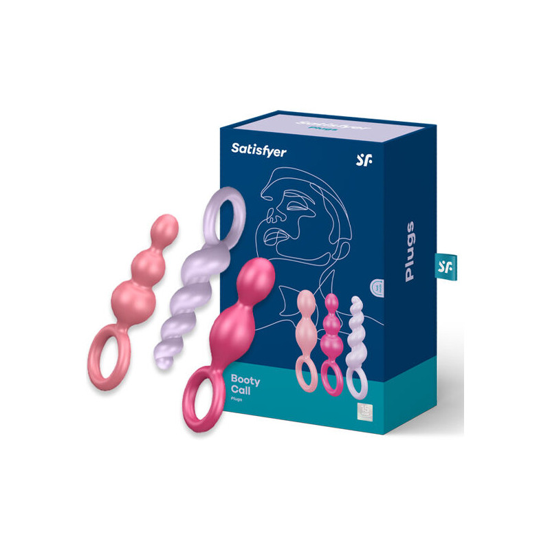 SATISFYER - JEU DE BOUCHONS ANAL 3 PCS TRICOLORE 1 