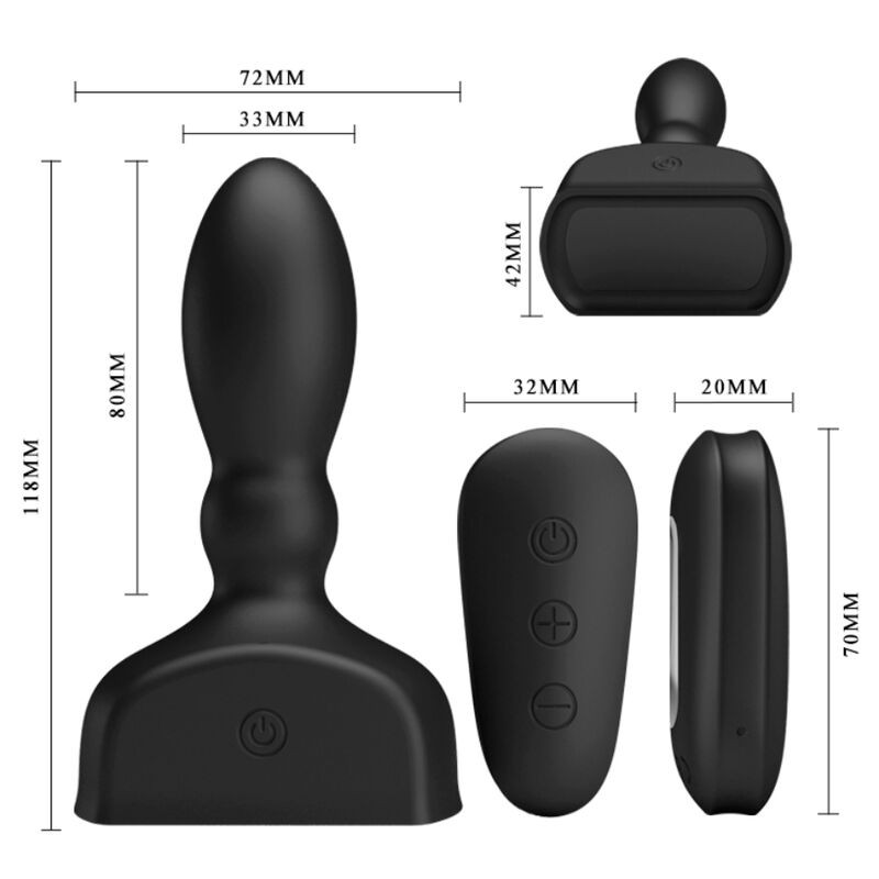 MR PLAY - BLACK INFLATABLE ANAL PLUG REMOTE CONTROL 4 