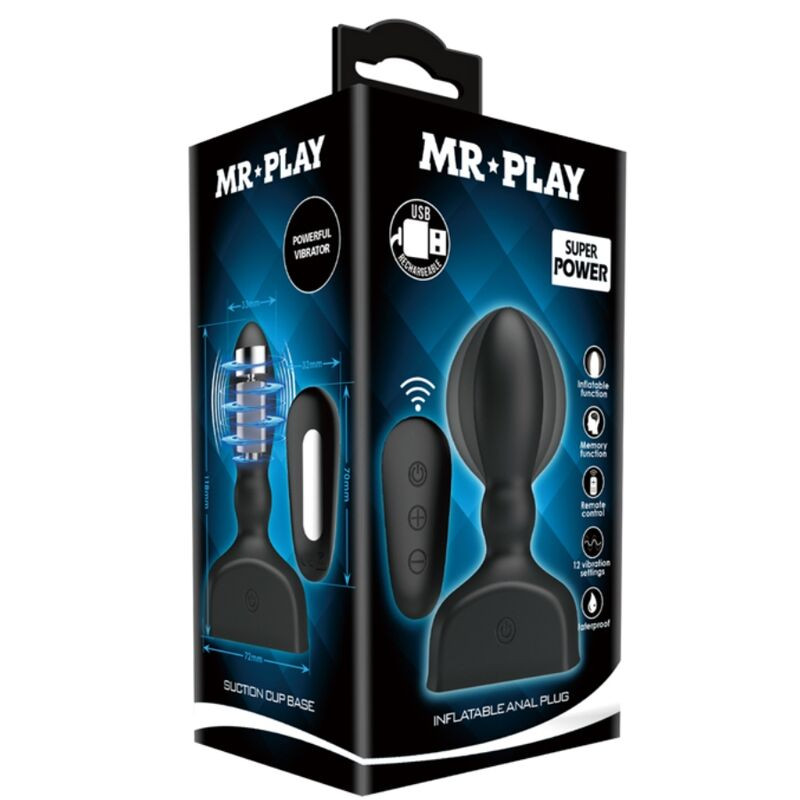 MR PLAY - BLACK INFLATABLE ANAL PLUG REMOTE CONTROL 5 