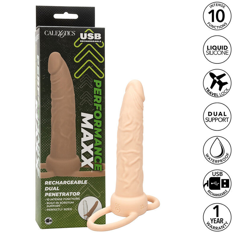 CALEXOTICS - PERFORMANCE MAXX WIEDERAUFLADBARER DUAL PENETRATOR, HELLE HAUT 2 