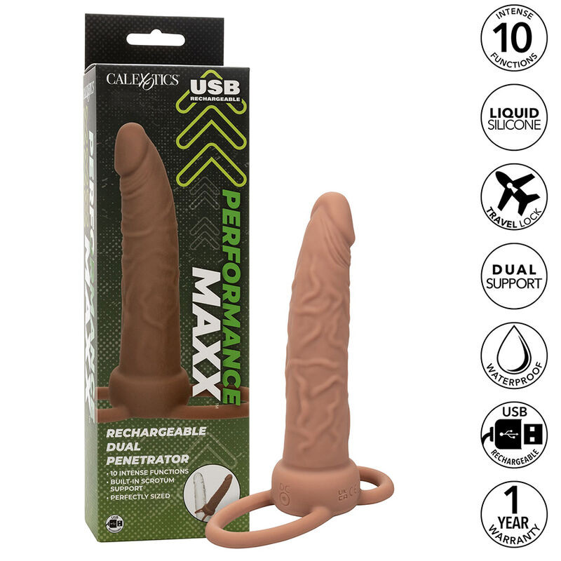 CALEXOTICS - PERFORMANCE MAXX RECHARGEABLE DOUBLE PÉNÉTRATEUR PEAU BRUN 1 