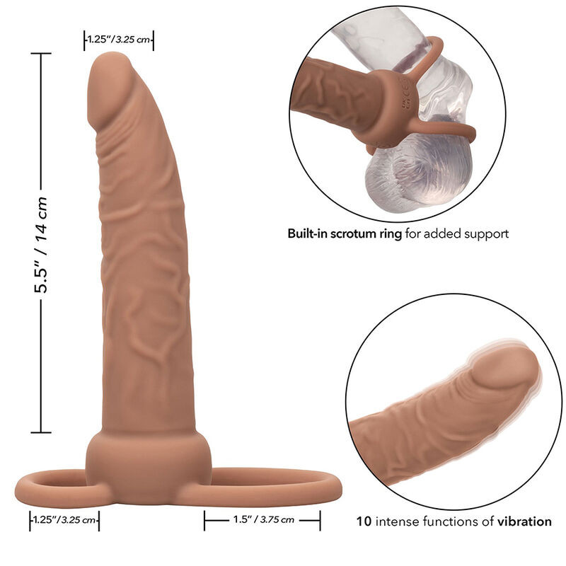 CALEXOTICS - PERFORMANCE MAXX RECHARGABLE DUAL PENETRATOR BROWN SKIN 12 