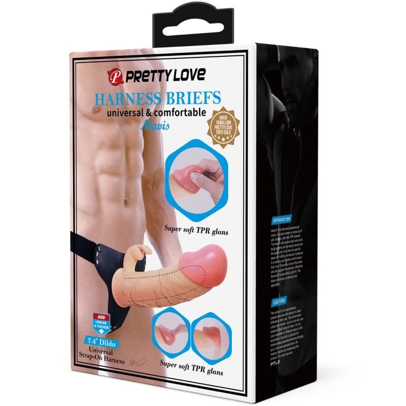 PRETTY LOVE - MAVIS HARNESS SLIP UNIVERSALE CON DILDO 19 CM NATURALE 8 