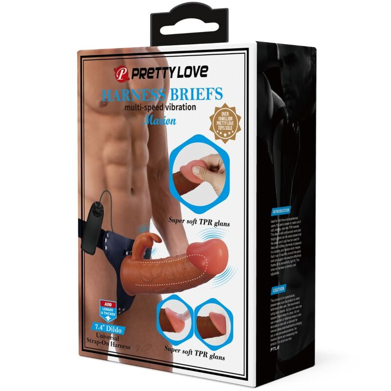 PRETTY LOVE - MARION HARNESS UNIVERSAL BRIEFS WITH VIBRATION DILDO 19 CM BROWN 8 