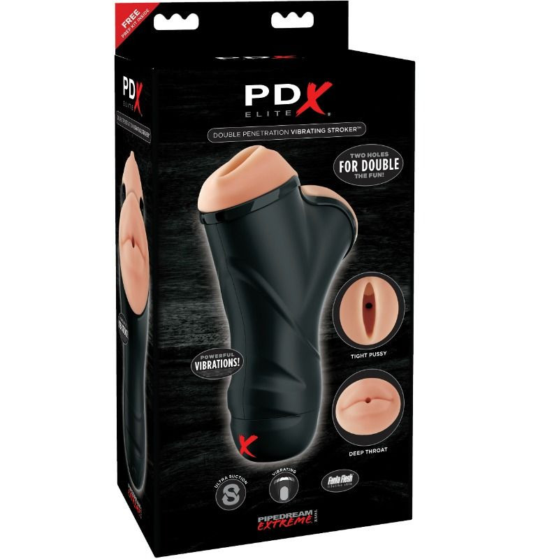 PDX ELITE - DOUBLE PENETRATION VIBRATING STROKER 1 