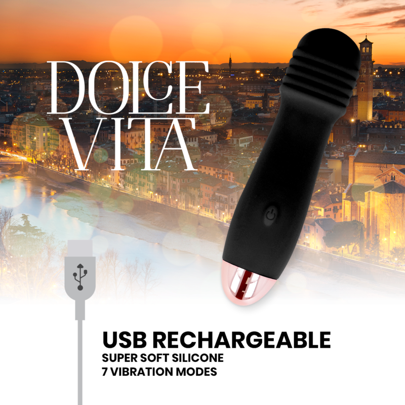 DOLCE VITA - VIBRATORE RICARICABILE TRE NERO A 7 VELOCITÀ 3 