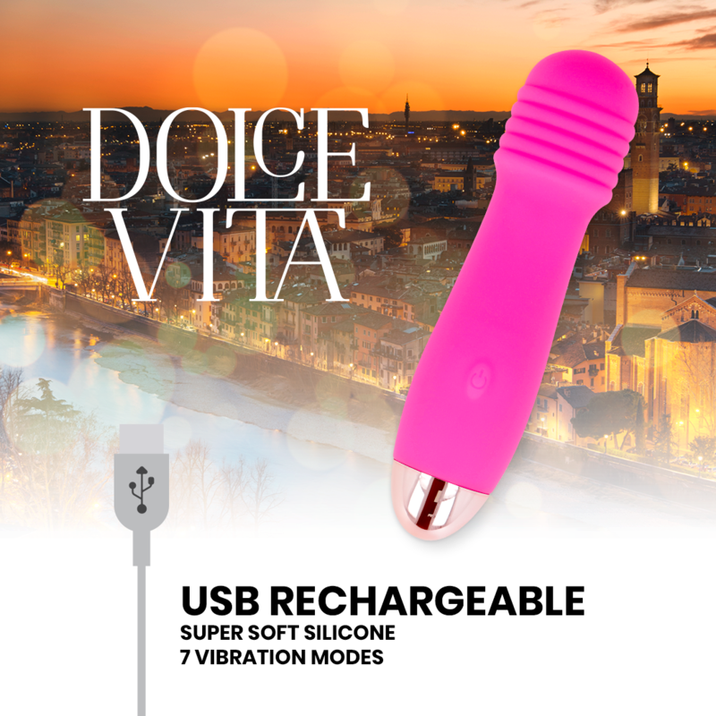 DOLCE VITA - RECHARGEABLE VIBRATOR THREE PINK 7 SPEEDS 3 