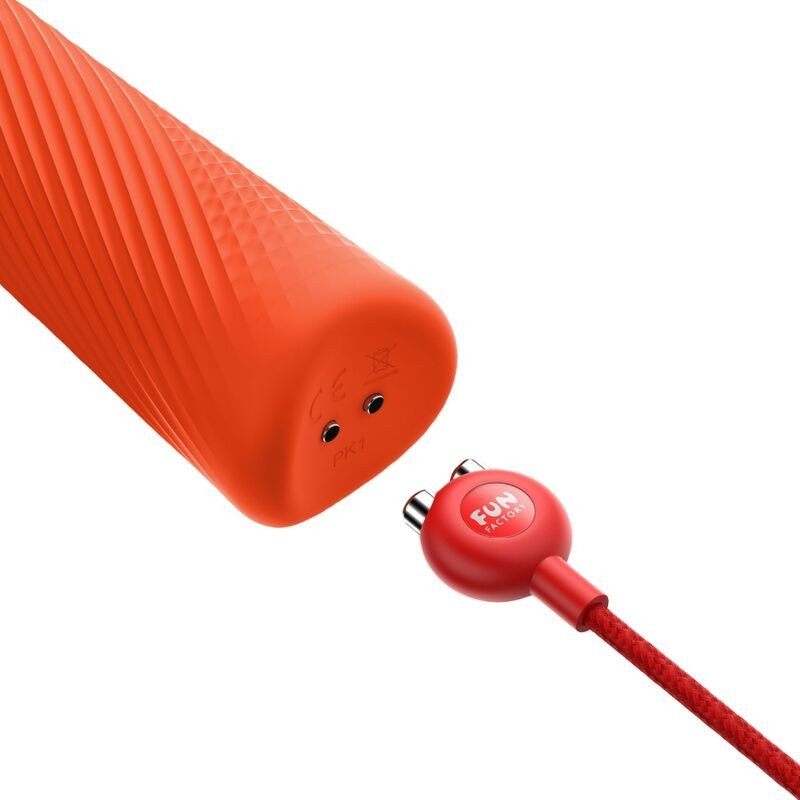 FUN FACTORY - BACCHETTA RUMBLE PESATA VIBRANTE RICARICABILE VIM IN SILICONE ARANCIO SUNRISE 3 