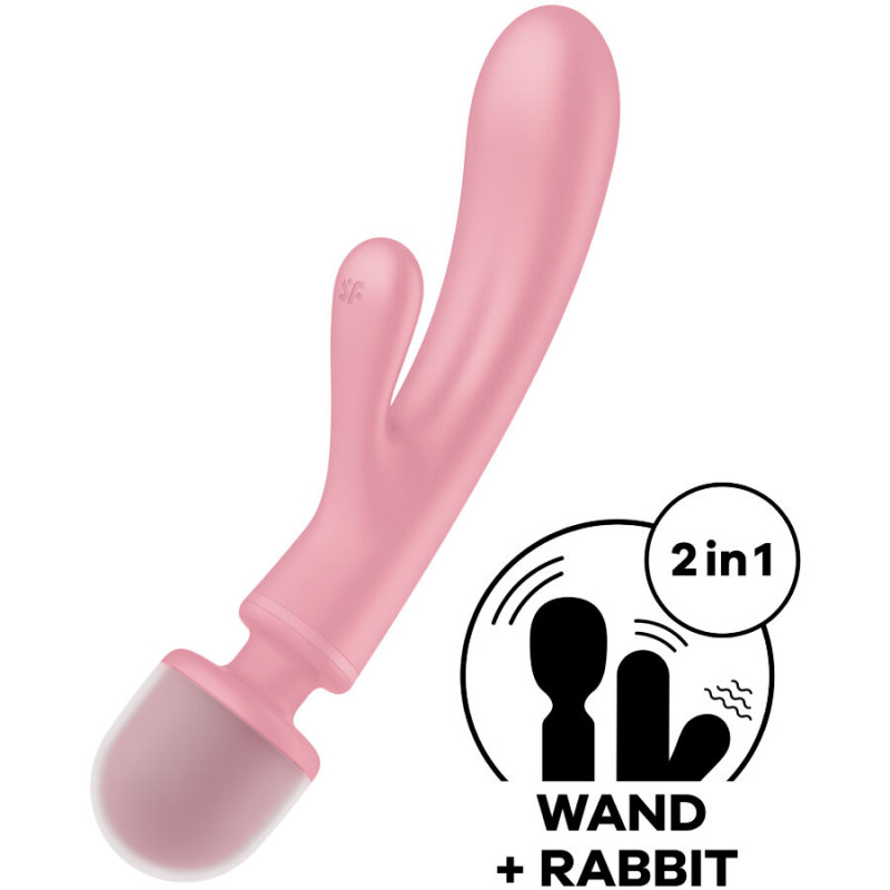 SATISFYER - MASSAGGIATORE VIBRATORE CONIGLIO TRIPLE LOVER ROSA 5 