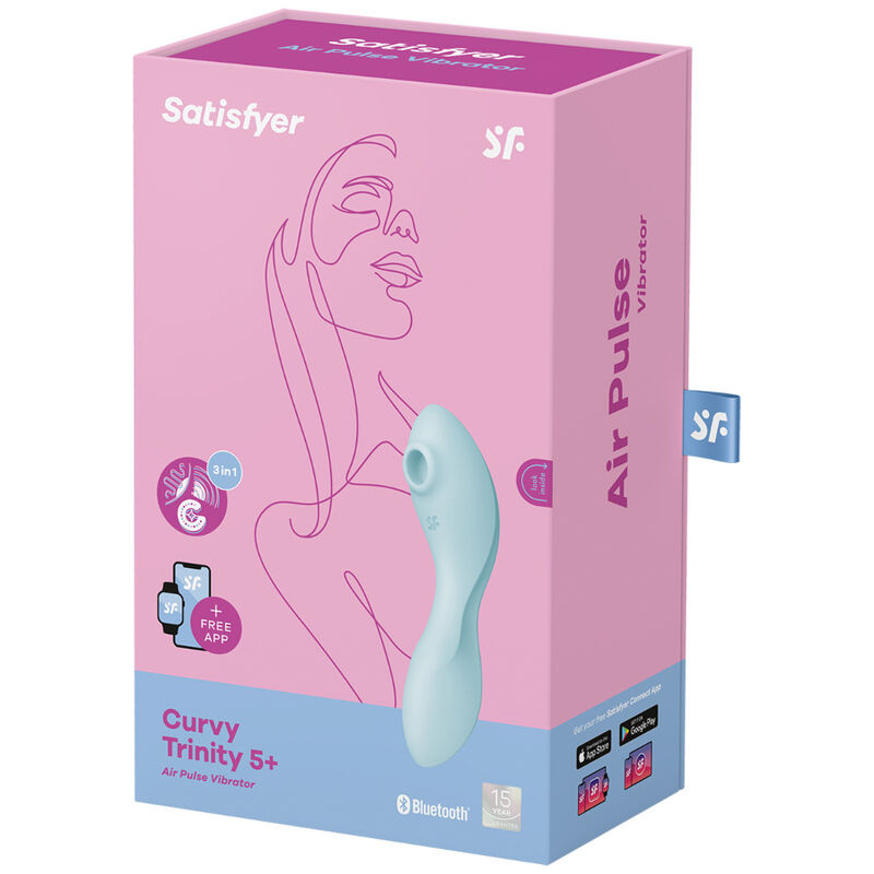 SATISFYER - CURVY TRINITY 5 AIR PULSE STIMULATOR & VIBRATOR APP BLAU 3 