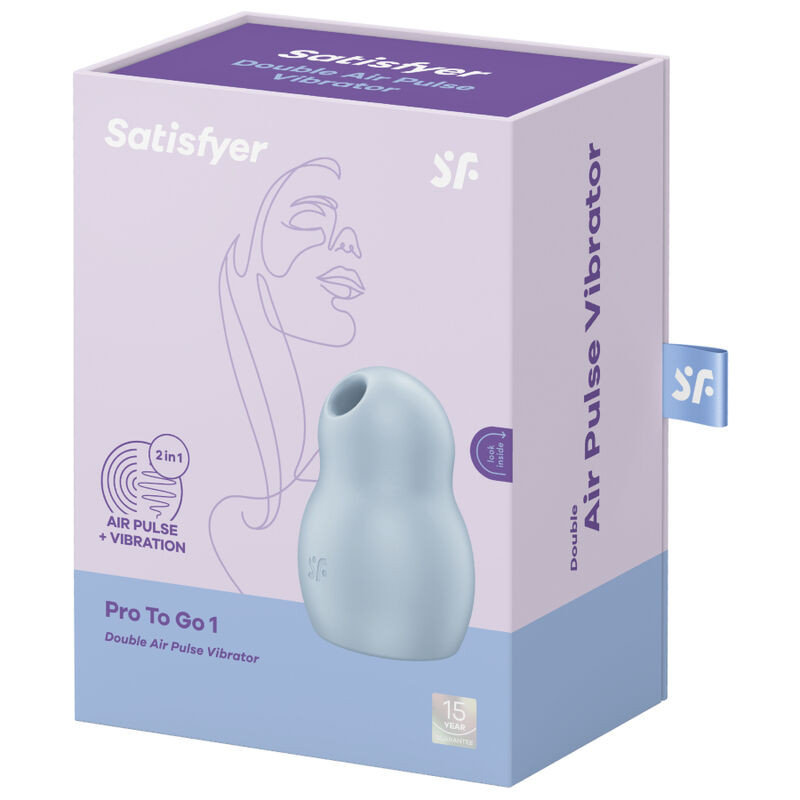 SATISFYER - PRO TO GO 1 DOUBLE AIR PULSE STIMULATOR & VIBRATOR BLUE 3 