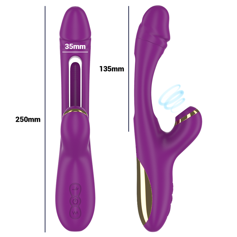 INTENSE - ATENEO RECHARGEABLE MULTIFUNCTION VIBRATOR 7 VIBRATIONS WITH SWINGING MOTION AND SUCKING PURPLE 4 