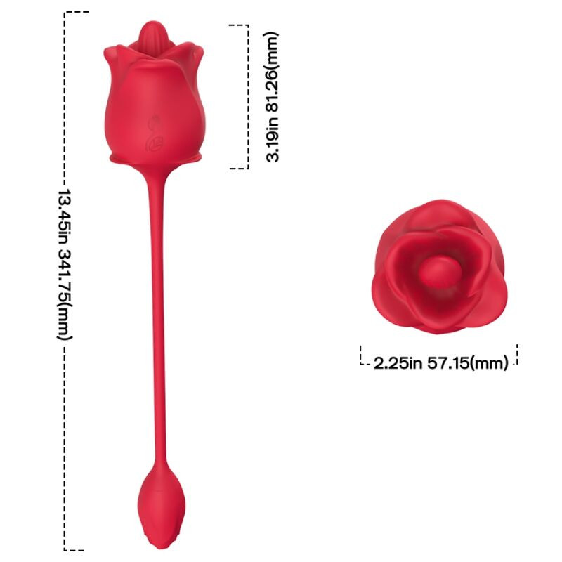 ARMONY - ROSE 2 IN 1 SUCTION STIMULATOR & VIBRATOR 10 MODES WITH RED TAIL 3 