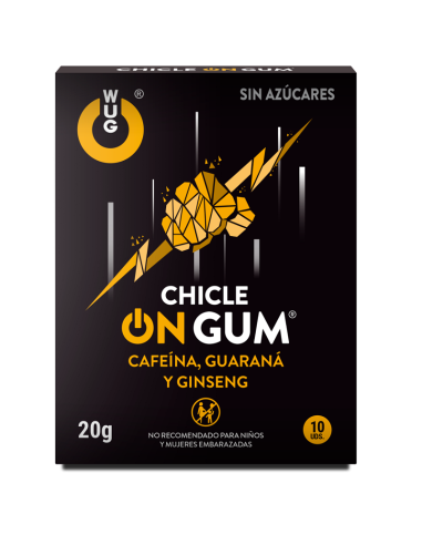 WUG GUM - ON CAFFEINE, GINSENG AND GUARANA GUM 10 UNITS 1 