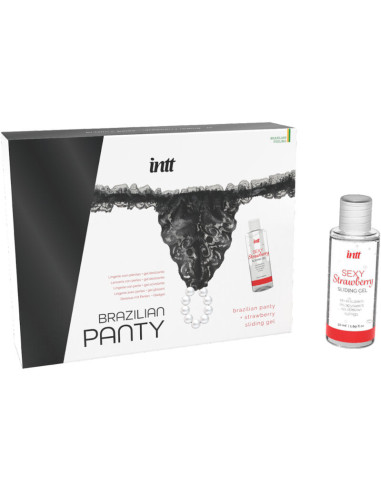 INTT RELEASES - SLIP NERO BRASILIANO CON PERLE E GEL LUBRIFICANTE 50 ML 1 