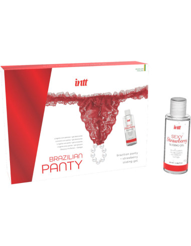 INTT RELEASES - CULOTTE ROUGE BRÉSILIENNE AVEC PERLES ET GEL LUBRIFIANT 50 ML 1 