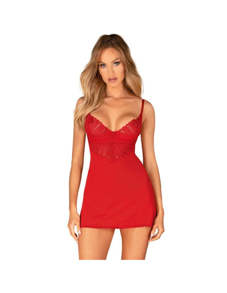 OBSESSIVE - INGRIDIA CHEMISE & THONG RED XL/XXL 7 