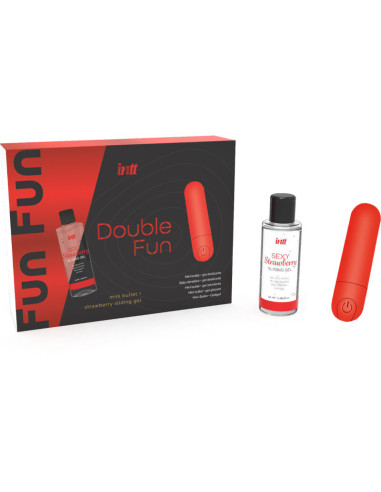 INTT RELEASES - KIT DOUBLE FUN AVEC BULLET VIBRANT ET GEL DE MASSAGE À LA FRAISE 2 