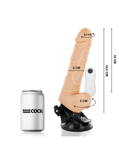 BASECOCK - REALISTIC VIBRATOR REMOTE CONTROL NATURAL WITH TESTICLES 19.5 CM -O- 4 CM 6 