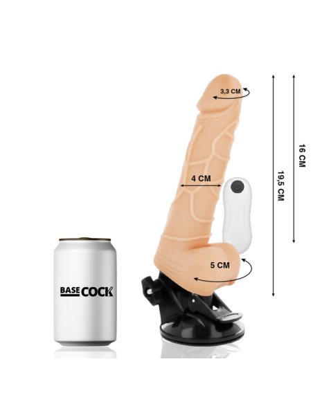 BASECOCK - VIBRATORE REALISTICO TELECOMANDO NATURALE CON TESTICOLI 19.5 CM -O- 4 CM 6 