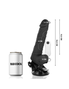 BASECOCK - VIBRATEUR RÉALISTE TÉLÉCOMMANDE NOIR AVEC TESTICULES 19.5 CM -O- 4 CM 6 