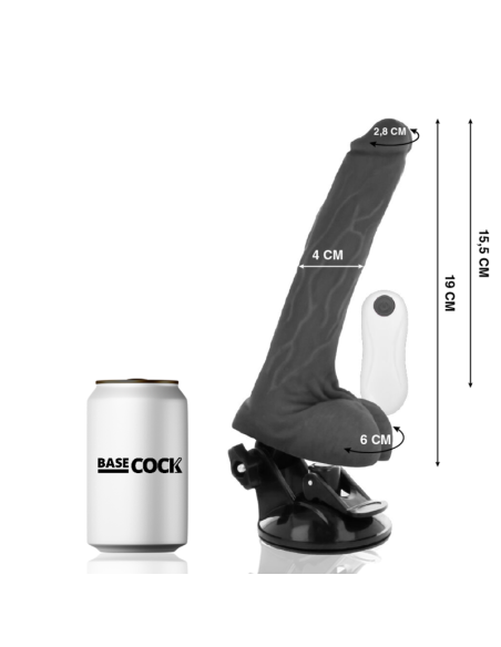 BASECOCK - VIBRATEUR RÉALISTE TÉLÉCOMMANDE NOIR 19 CM -O- 4 CM 6 