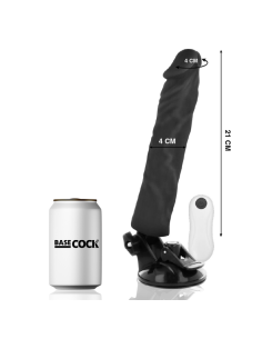 BASECOCK - REALISTISCHER VIBRATOR MIT FERNBEDIENUNG SCHWARZ 21 CM -O- 4 CM 6 