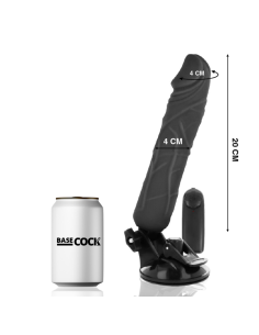 BASECOCK - REALISTISCHER VIBRATOR MIT FERNBEDIENUNG SCHWARZ 20 CM -O- 4 CM 6 