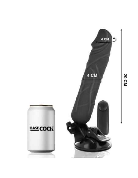 BASECOCK - REALISTISCHER VIBRATOR MIT FERNBEDIENUNG SCHWARZ 20 CM -O- 4 CM 6 