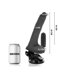 BASECOCK - REALISTIC BLACK REMOTE CONTROL VIBRATOR WITH TESTICLES 20 CM -O- 4 CM 6 